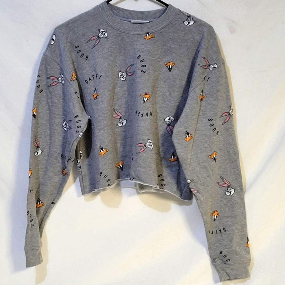 Gray Looney Tunes Cropped Sweatshirt